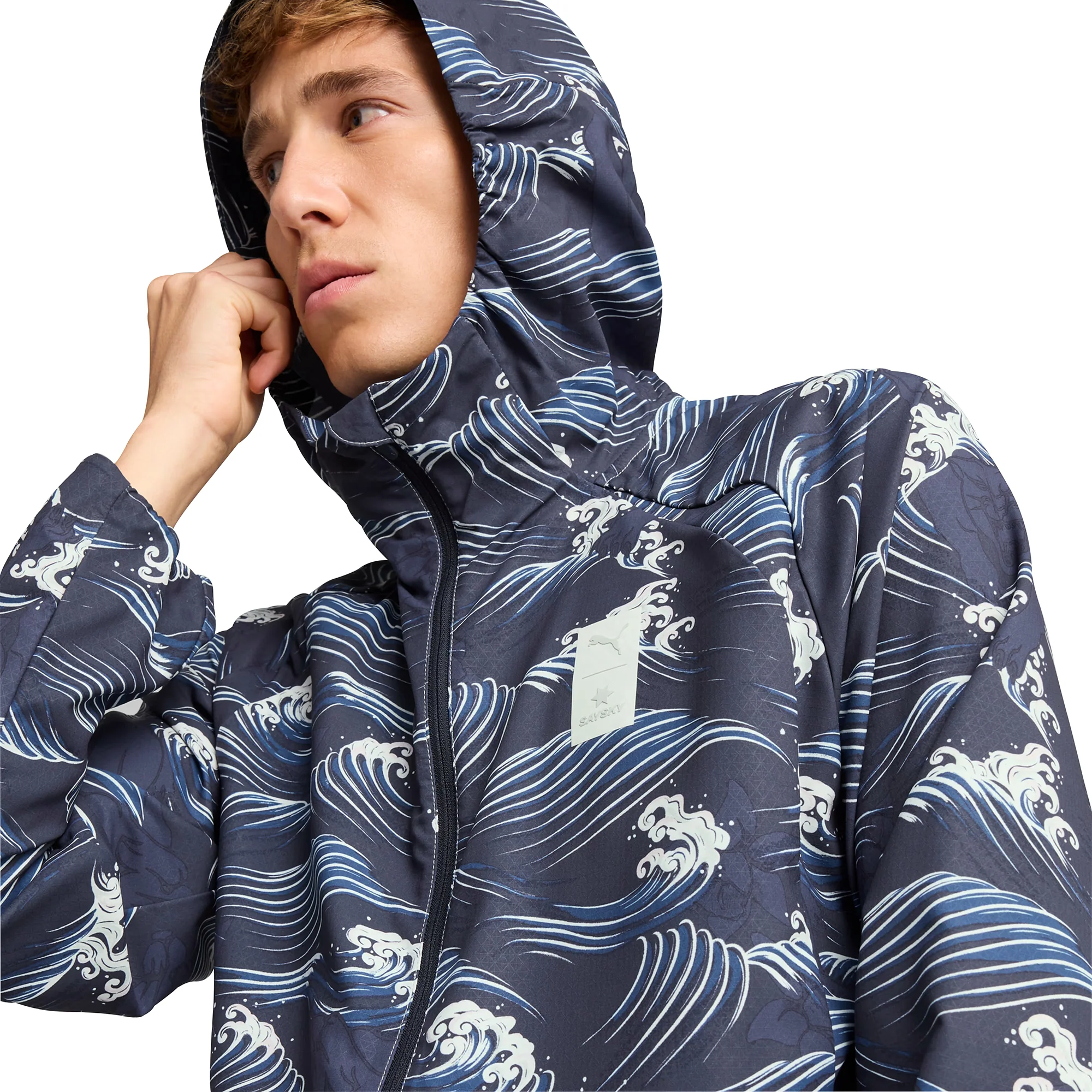 Puma X SAYSKY Graphic Mens Running Jacket - Blue - Image 4