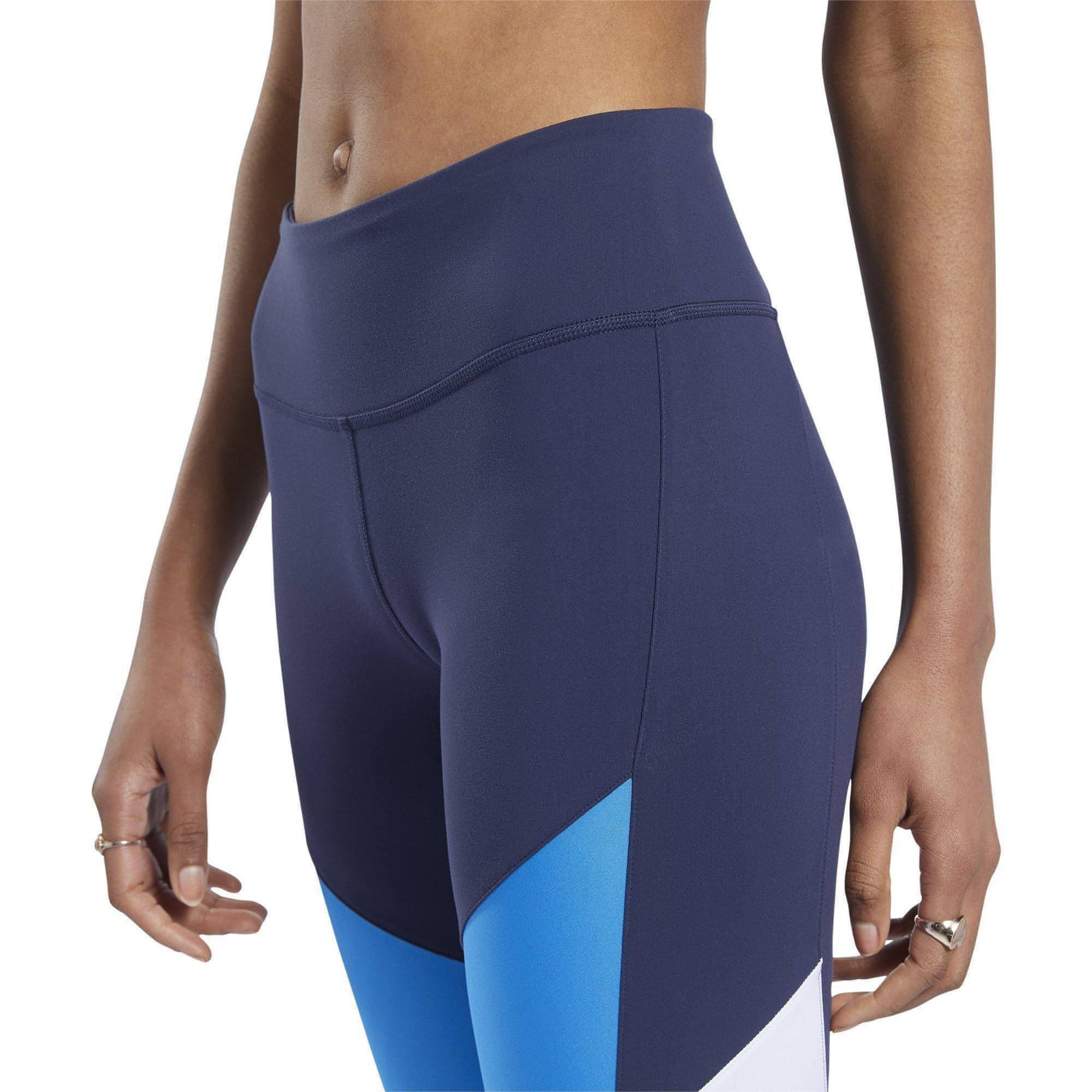 Reebok Lux 2.0 Mid Rise Womens Long Training Tights - Blue - Image 6