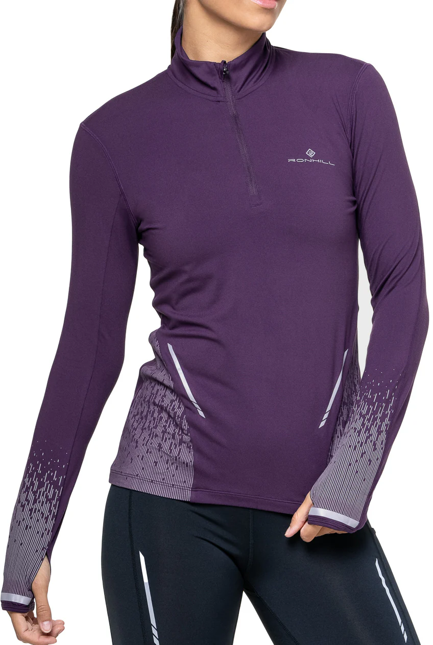 Ronhill Tech Reflect Half Zip Long Sleeve Womens Running Top - Purple