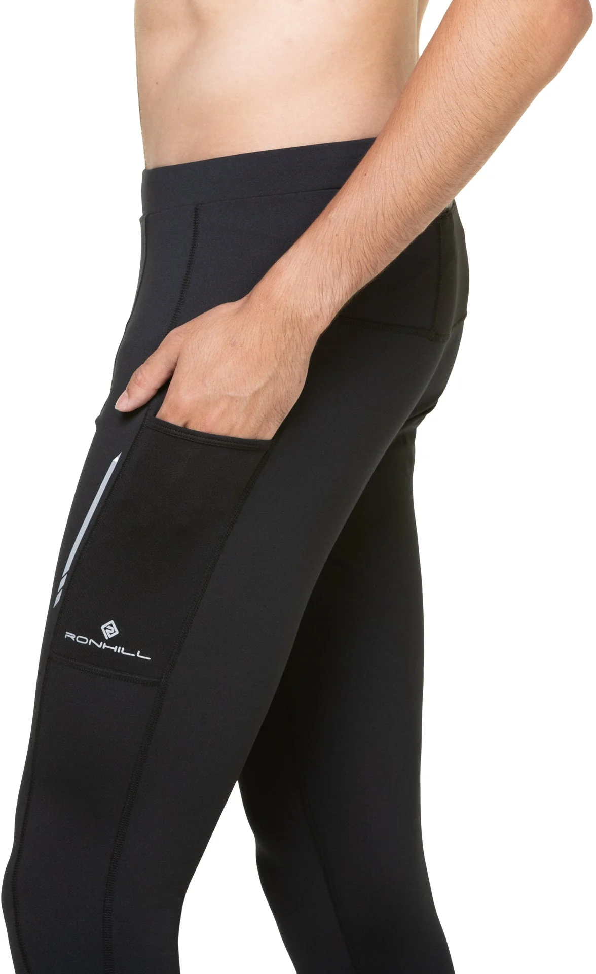 Ronhill Tech Reflect Mens Long Running Tights - Black - Image 4