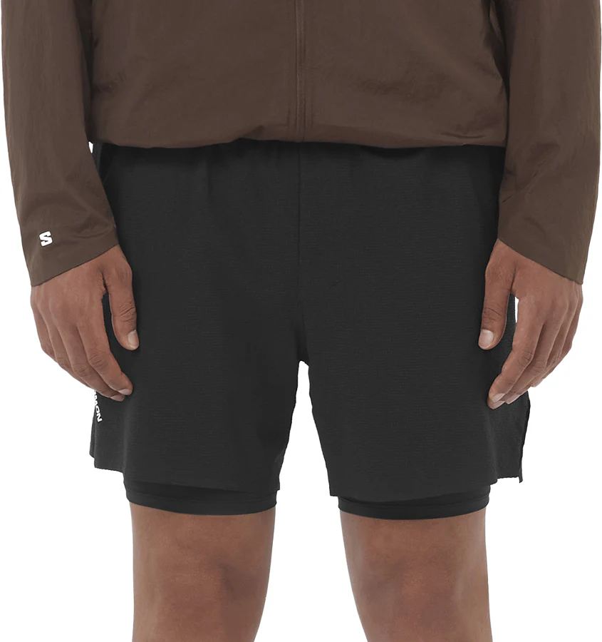 Salomon 5 Inch Sense Aero Trail 2 In 1 Mens Running Shorts - Black
