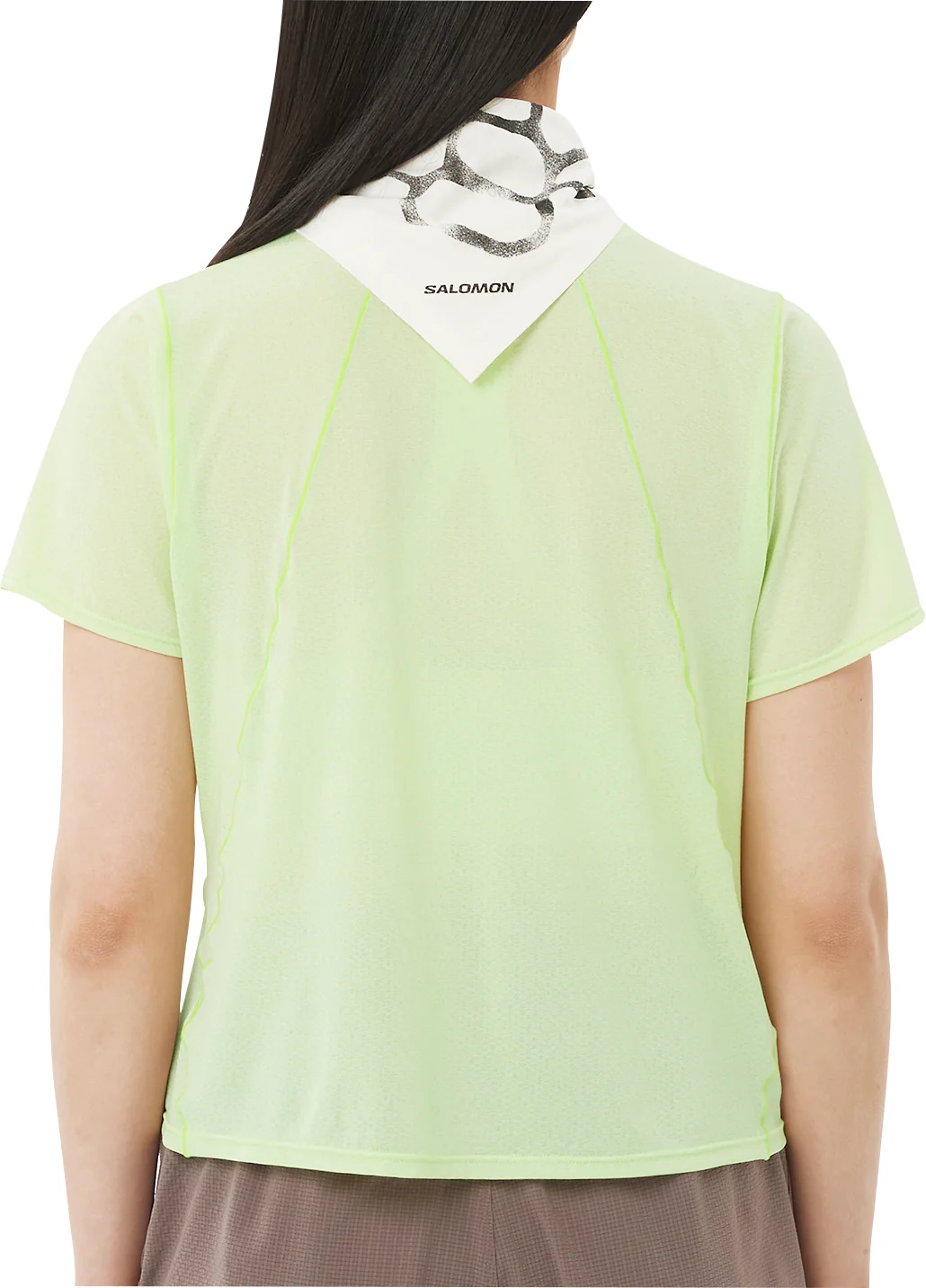 Salomon SHAKEout Air Cropped Short Sleeve Womens Running Top - Green - Image 2