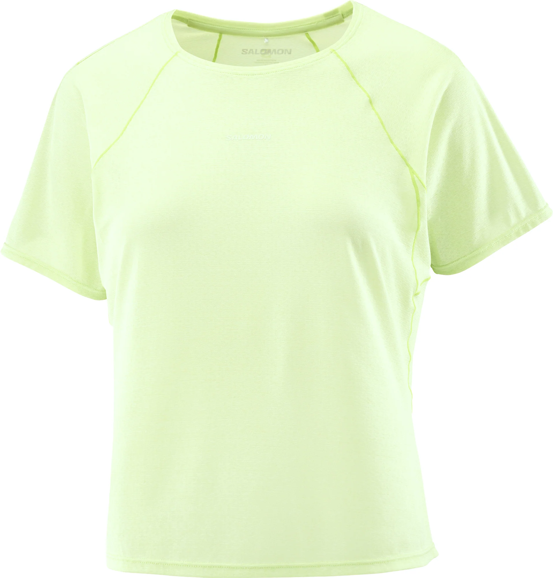 Salomon SHAKEout Air Cropped Short Sleeve Womens Running Top - Green - Image 3