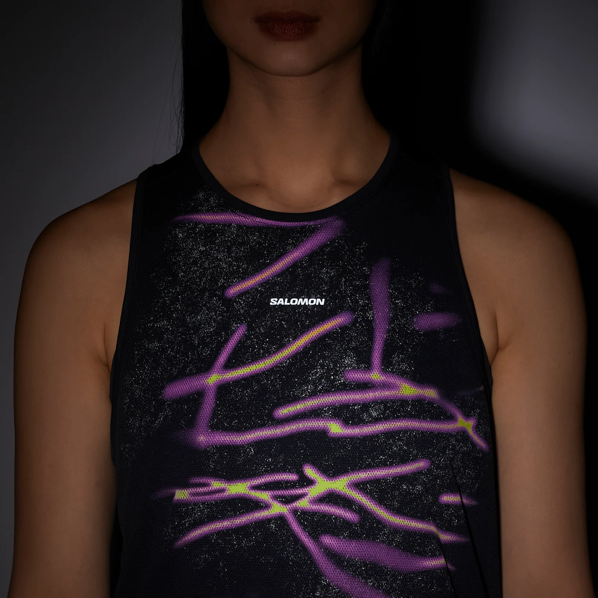 Salomon SHAKEout Core Graphic Womens Running Vest Tank Top - Black - Image 3