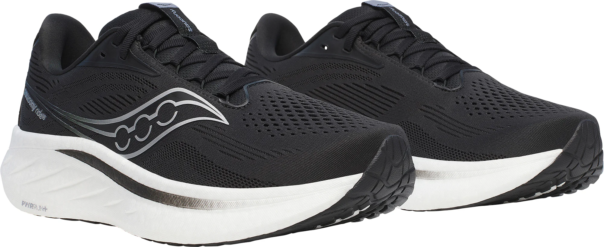Saucony Ride 18 WIDE FIT Mens Running Shoes - Black - Image 2