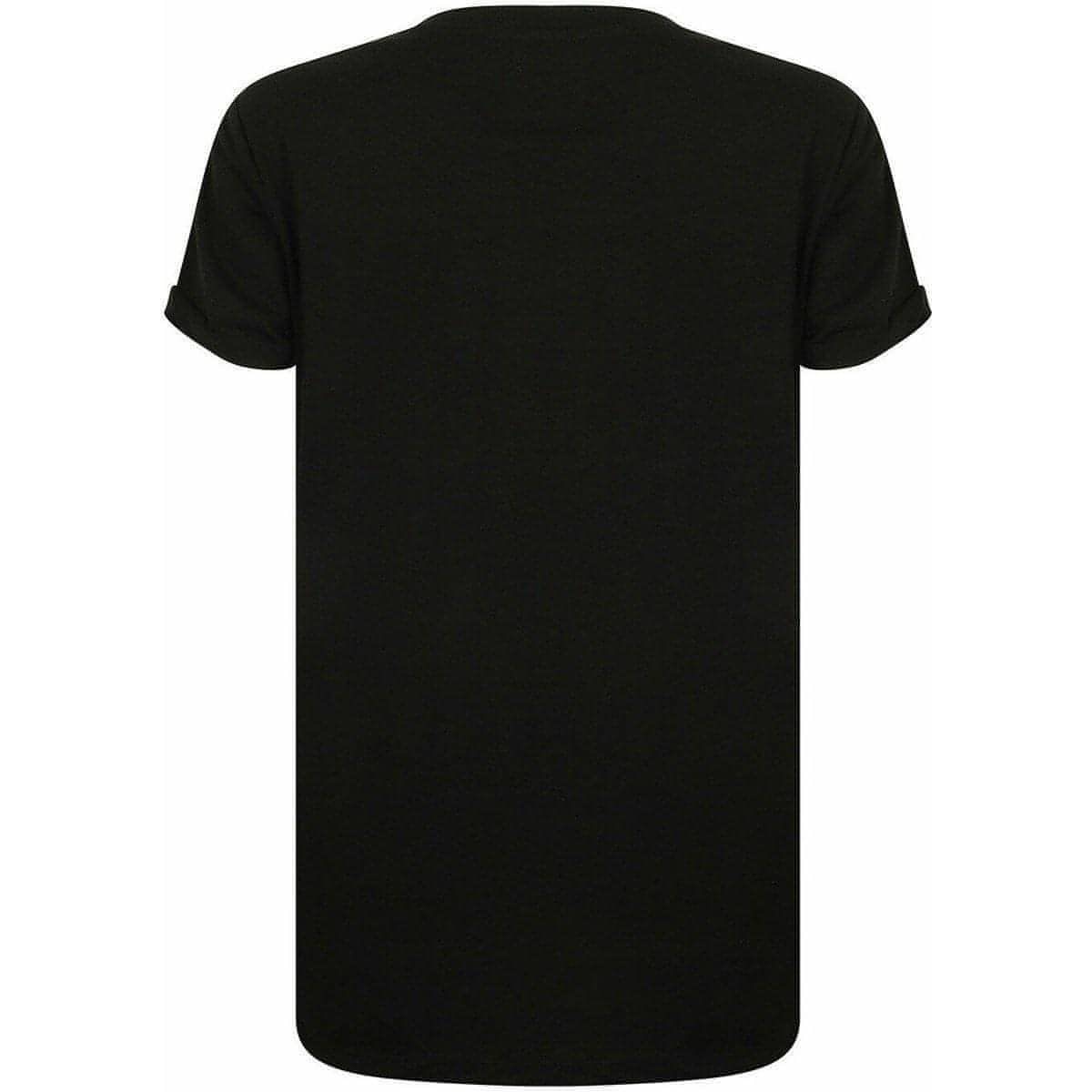 Season's Greetings Flamingo Bells Womens Christmas Short Sleeve Top - Black - Image 2