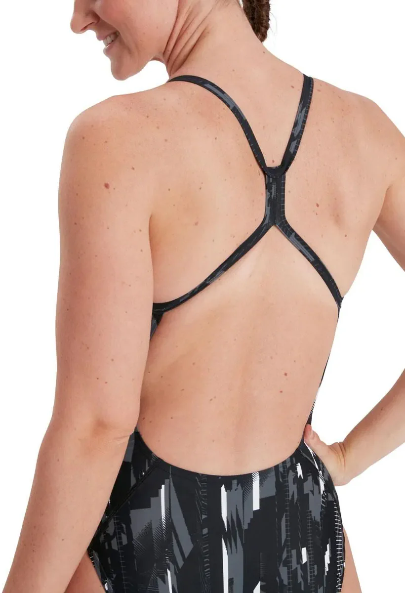 Speedo Allover Rippleback Womens Swimsuit - Black - Image 2