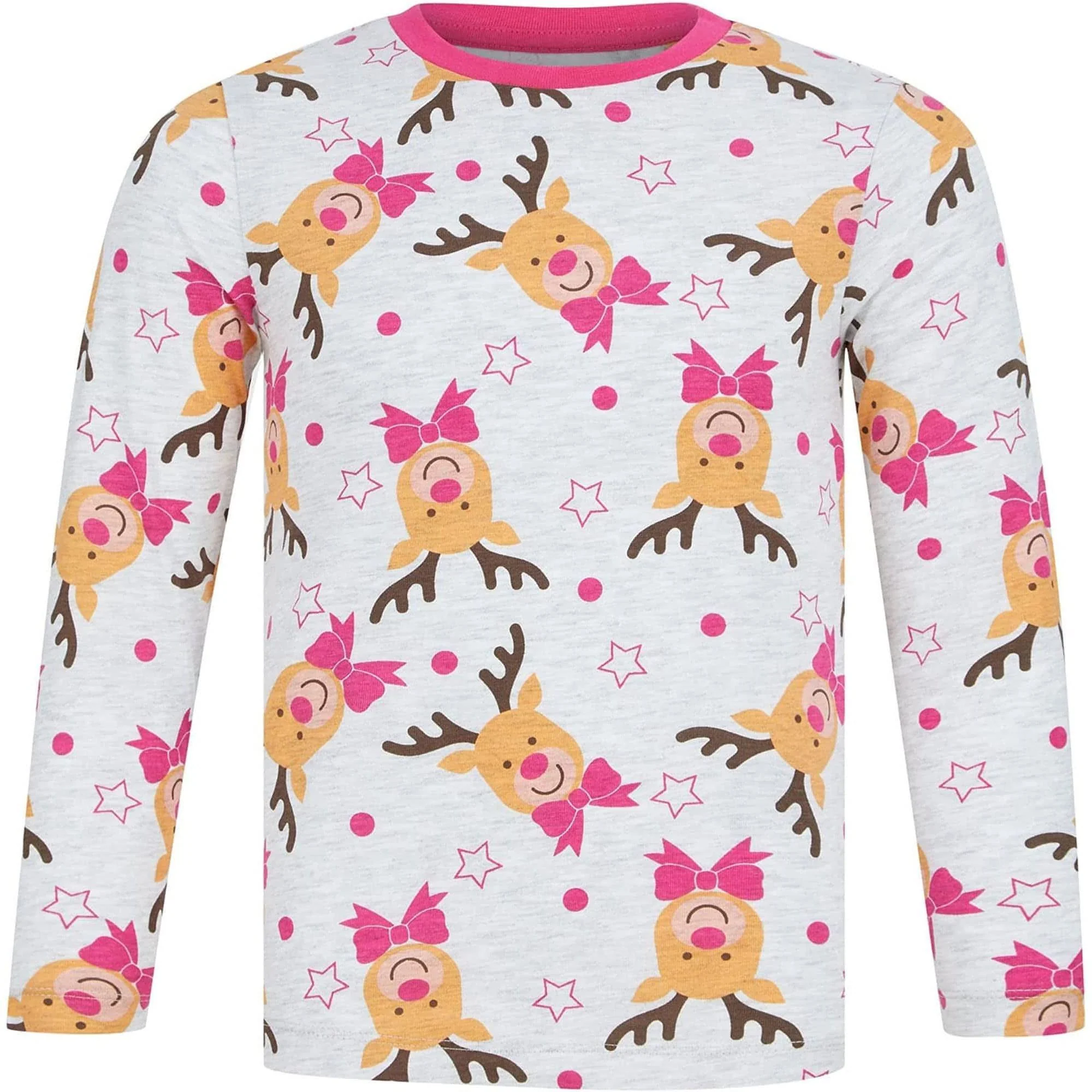 Tokyo Laundry Reindeer Repeat 2 Piece Girls Christmas Pyjama Set - Grey - Image 3