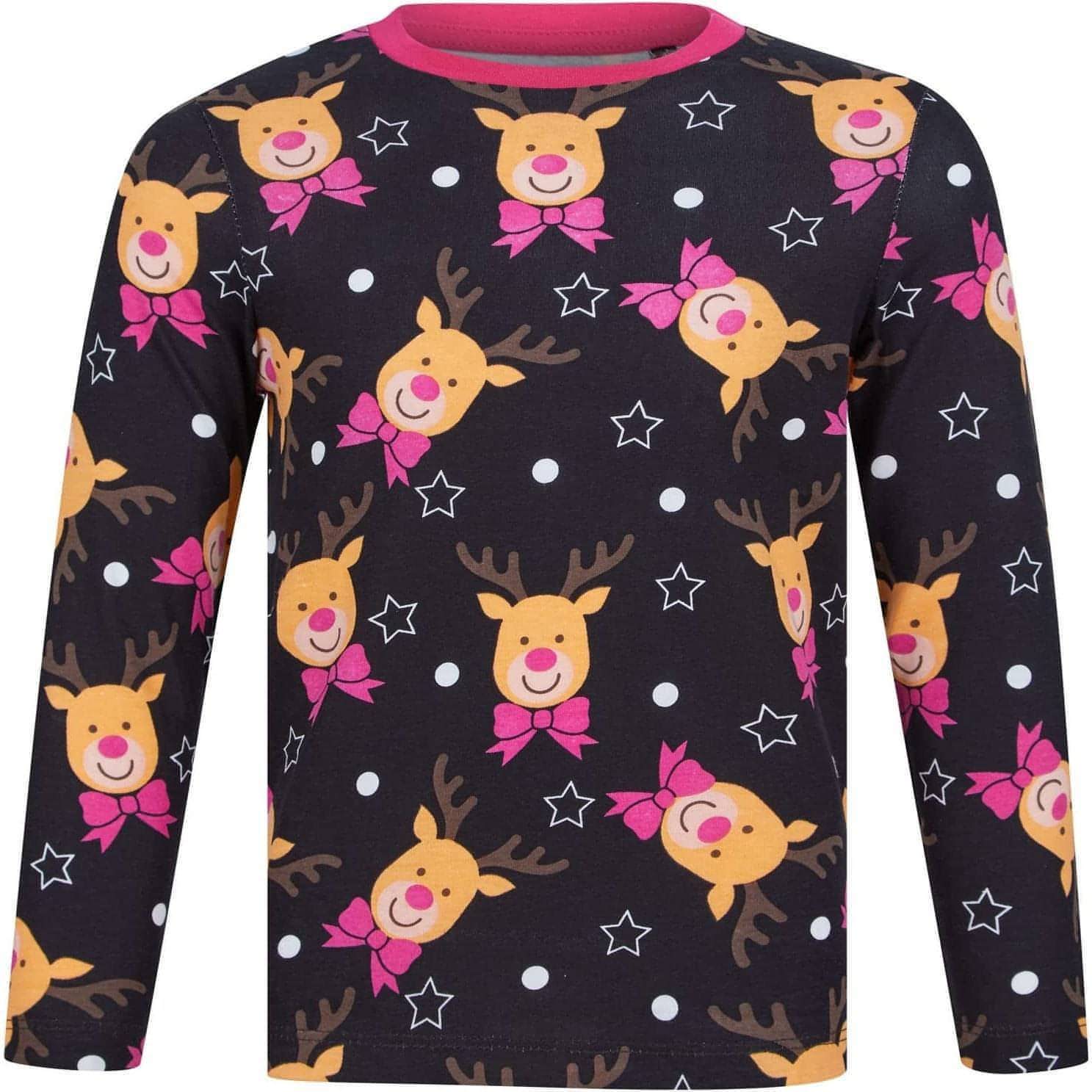 Tokyo Laundry Reindeer Repeat 2 Piece Girls Christmas Pyjama Set - Navy - Image 3