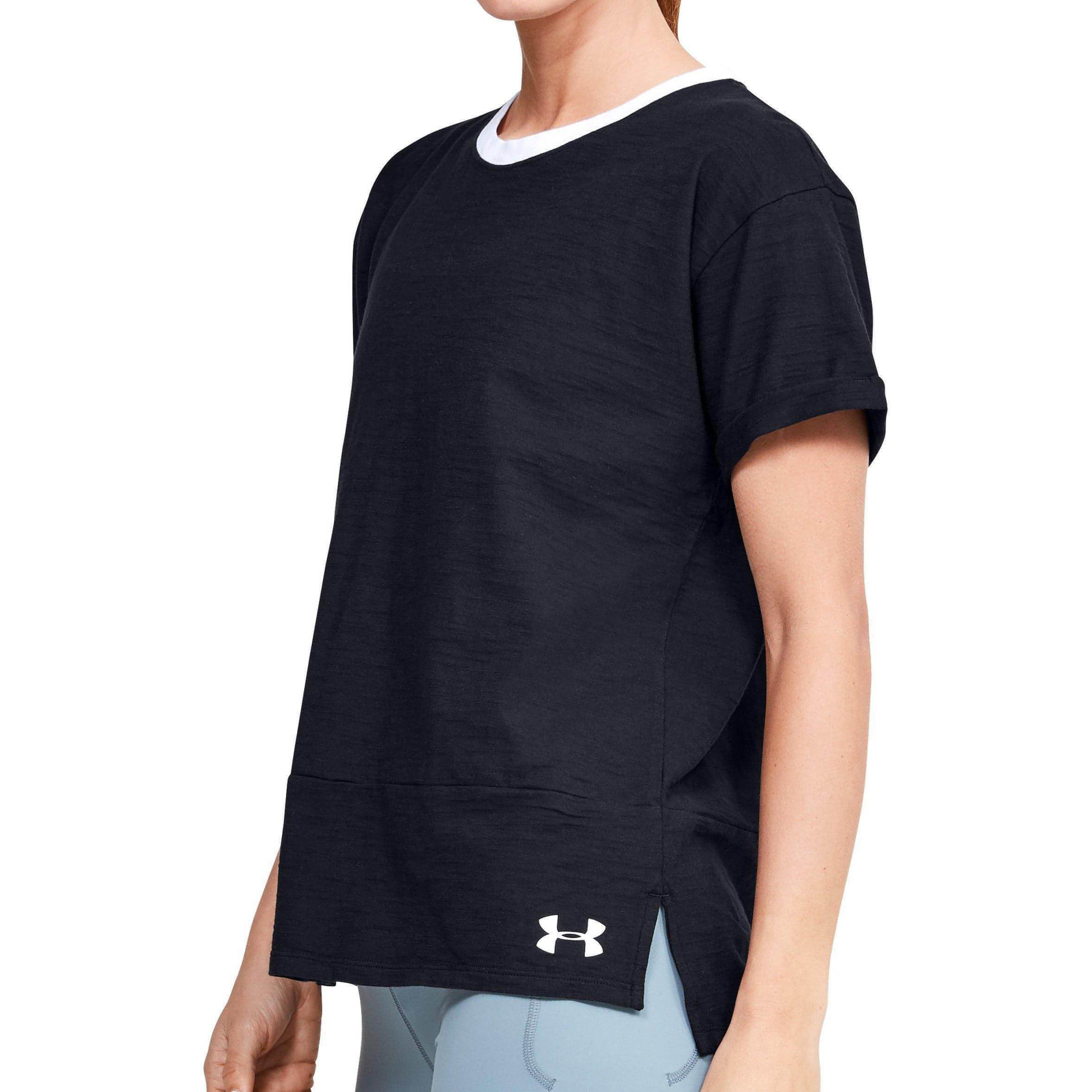 Under Armour Charged Cotton Short Sleeve Womens Training Top - Black - Image 2