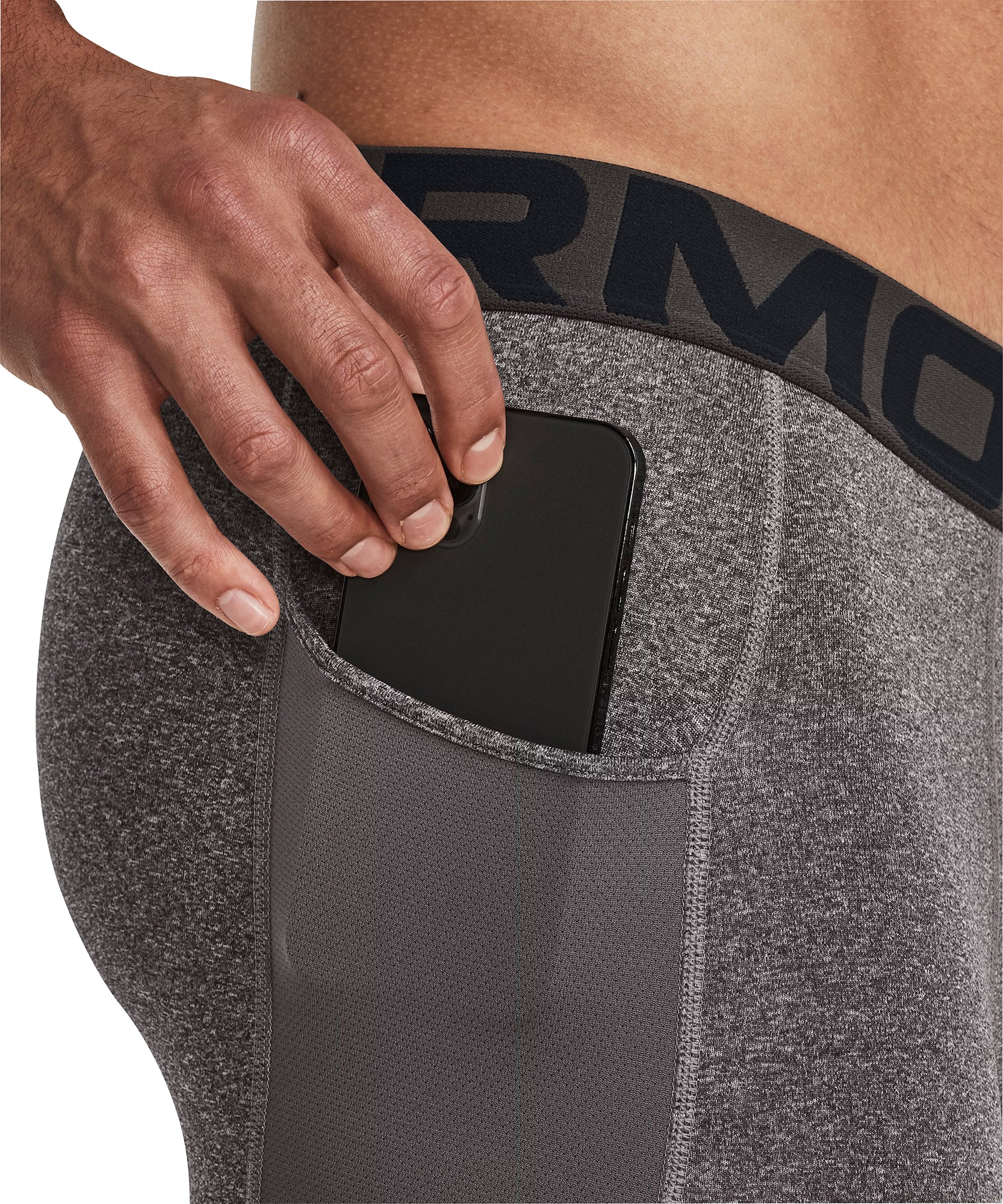 Under Armour ColdGear Compression Mens Long Running Tights - Grey - Image 3
