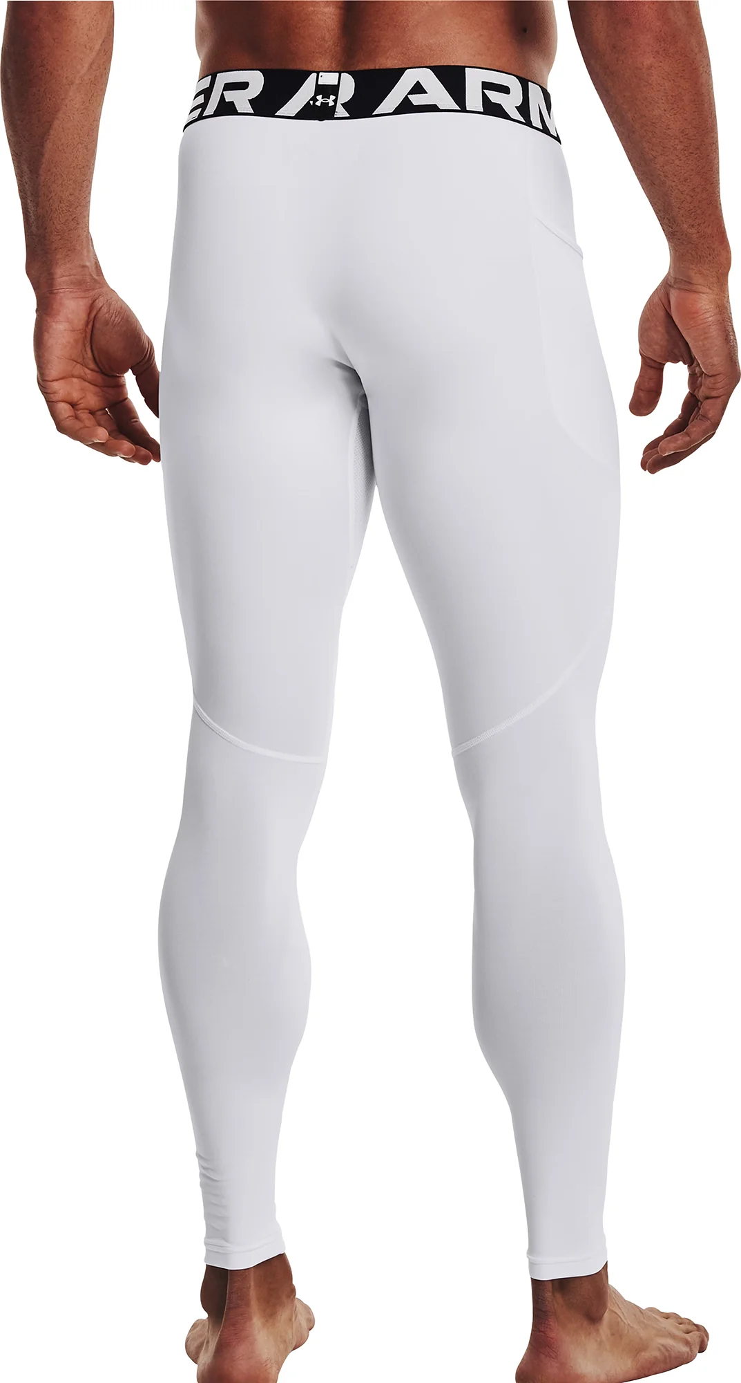 Under Armour ColdGear Compression Mens Long Running Tights - White - Image 2