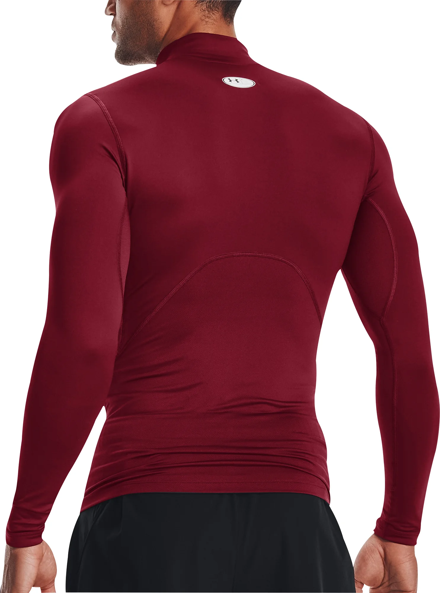 Under Armour ColdGear Compression Mock Long Sleeve Mens Running Top - Red - Image 2