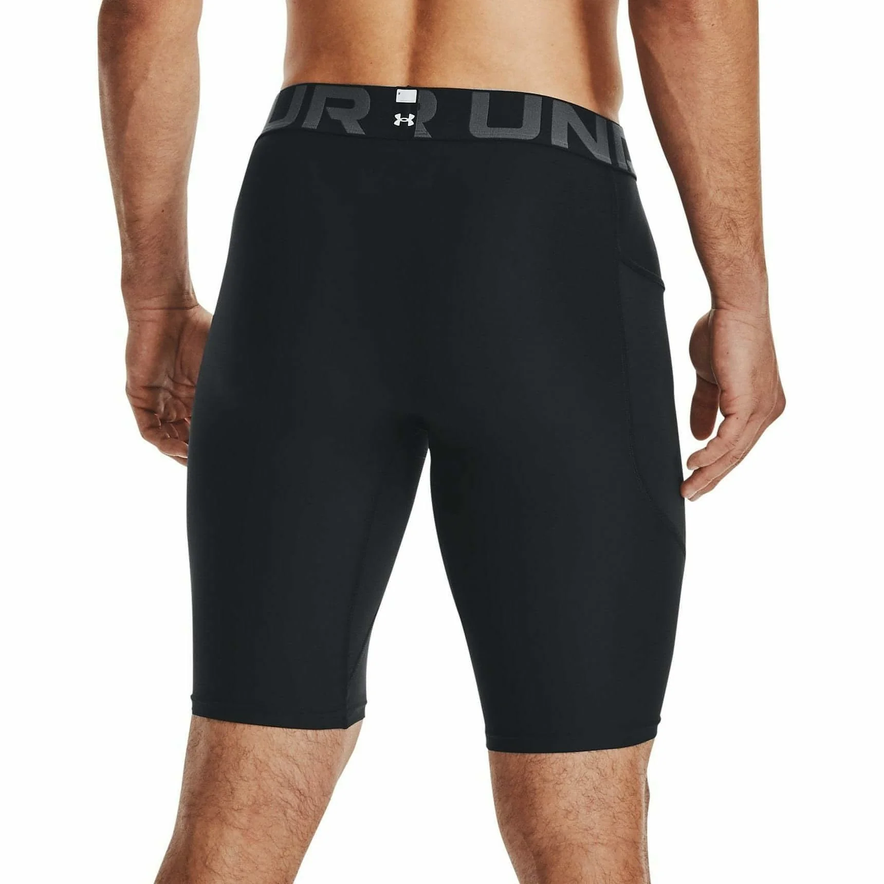 Under Armour HeatGear Pocket Long Mens Short Compression Tights - Black - Image 2