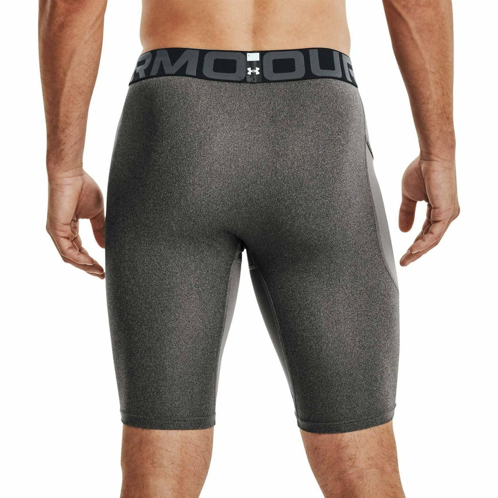 Under Armour HeatGear Pocket Long Mens Short Compression Tights - Grey - Image 2