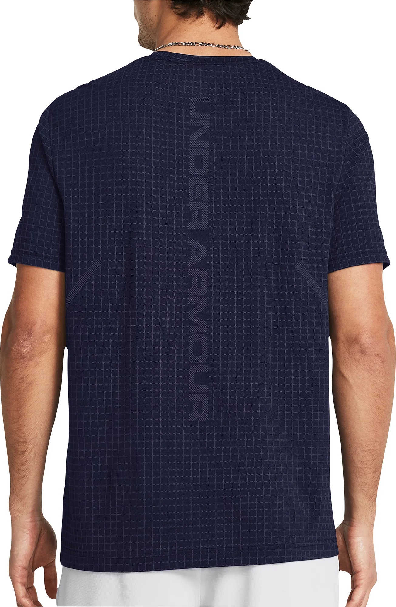 Under Armour Seamless Grid Short Sleeve Mens Training Top - Blue - Image 2