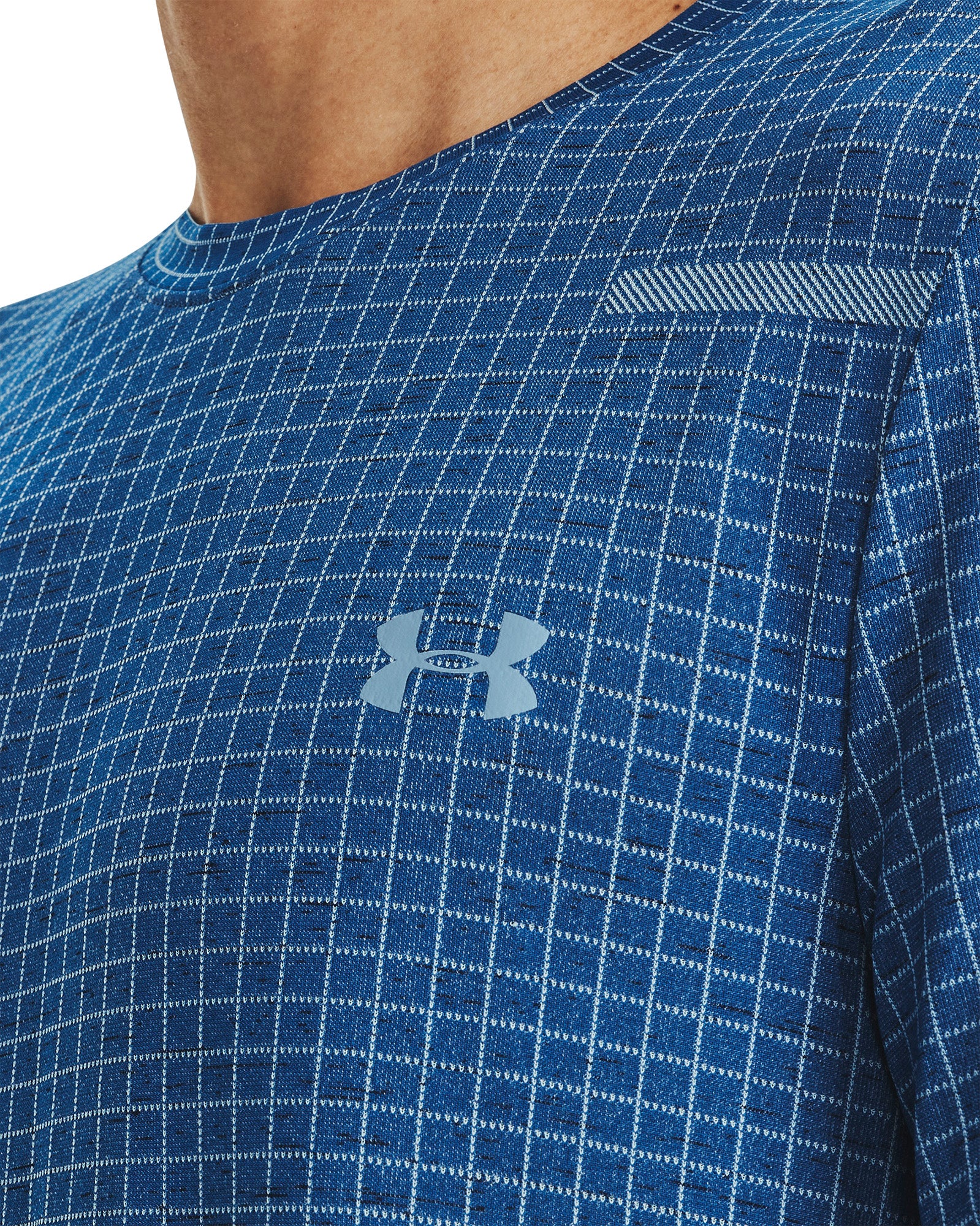 Under Armour Seamless Grid Short Sleeve Mens Training Top - Blue - Image 3