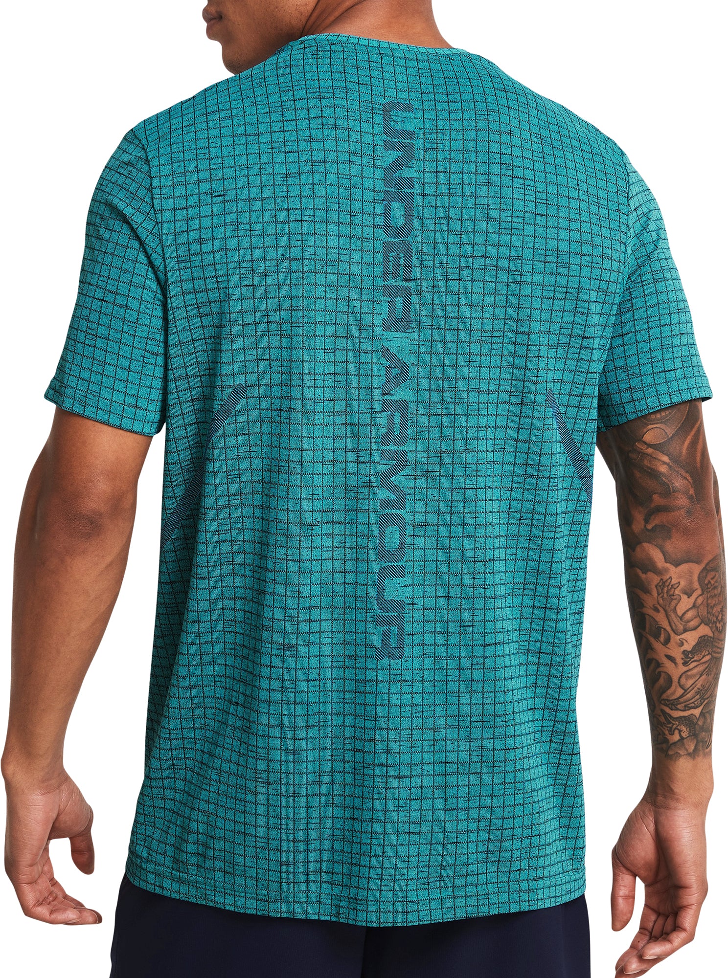 Under Armour Seamless Grid Short Sleeve Mens Training Top - Green - Image 2