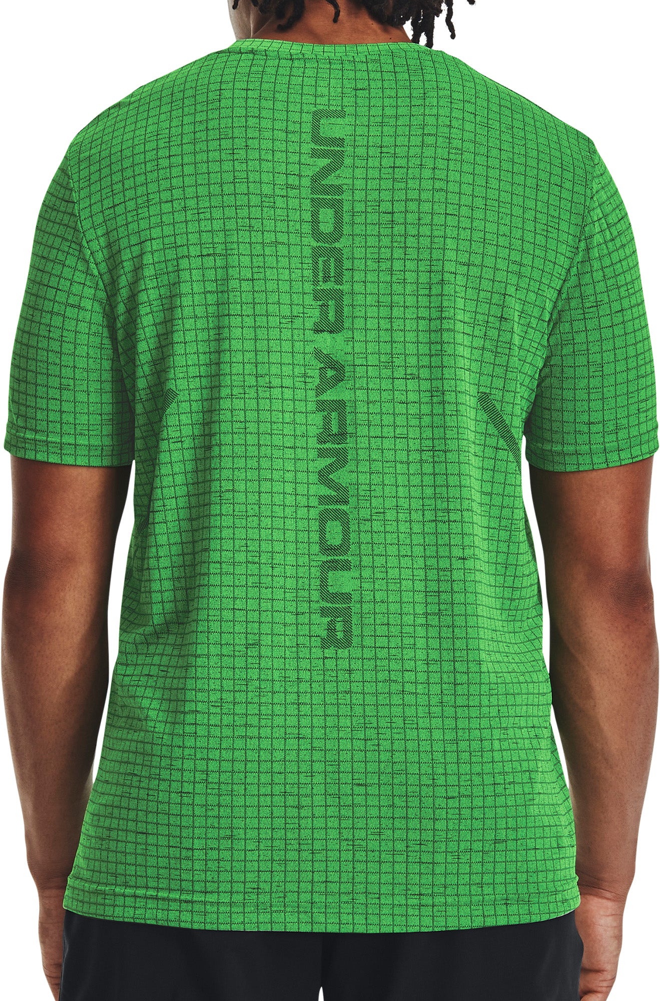 Under Armour Seamless Grid Short Sleeve Mens Training Top - Green - Image 2