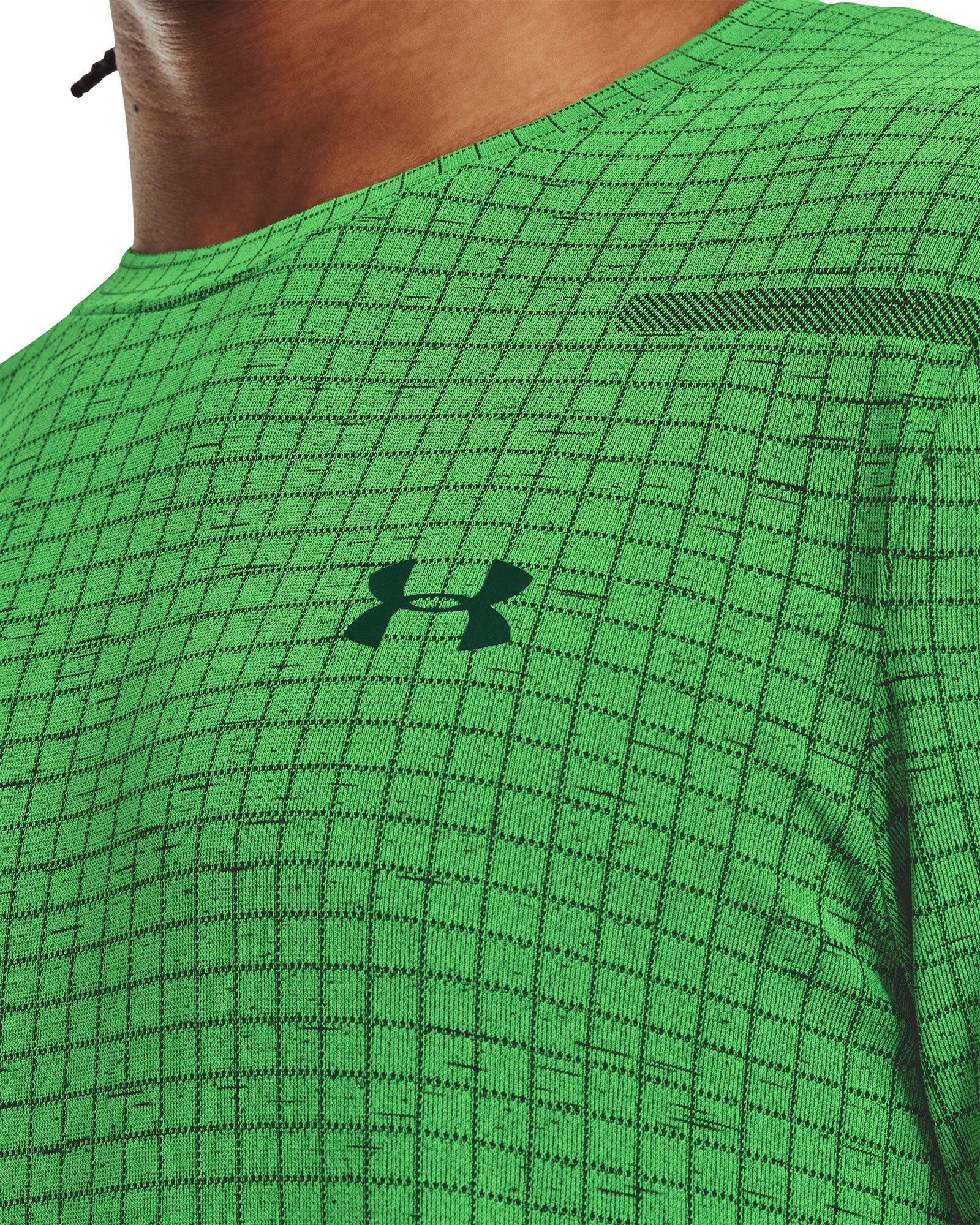 Under Armour Seamless Grid Short Sleeve Mens Training Top - Green - Image 3
