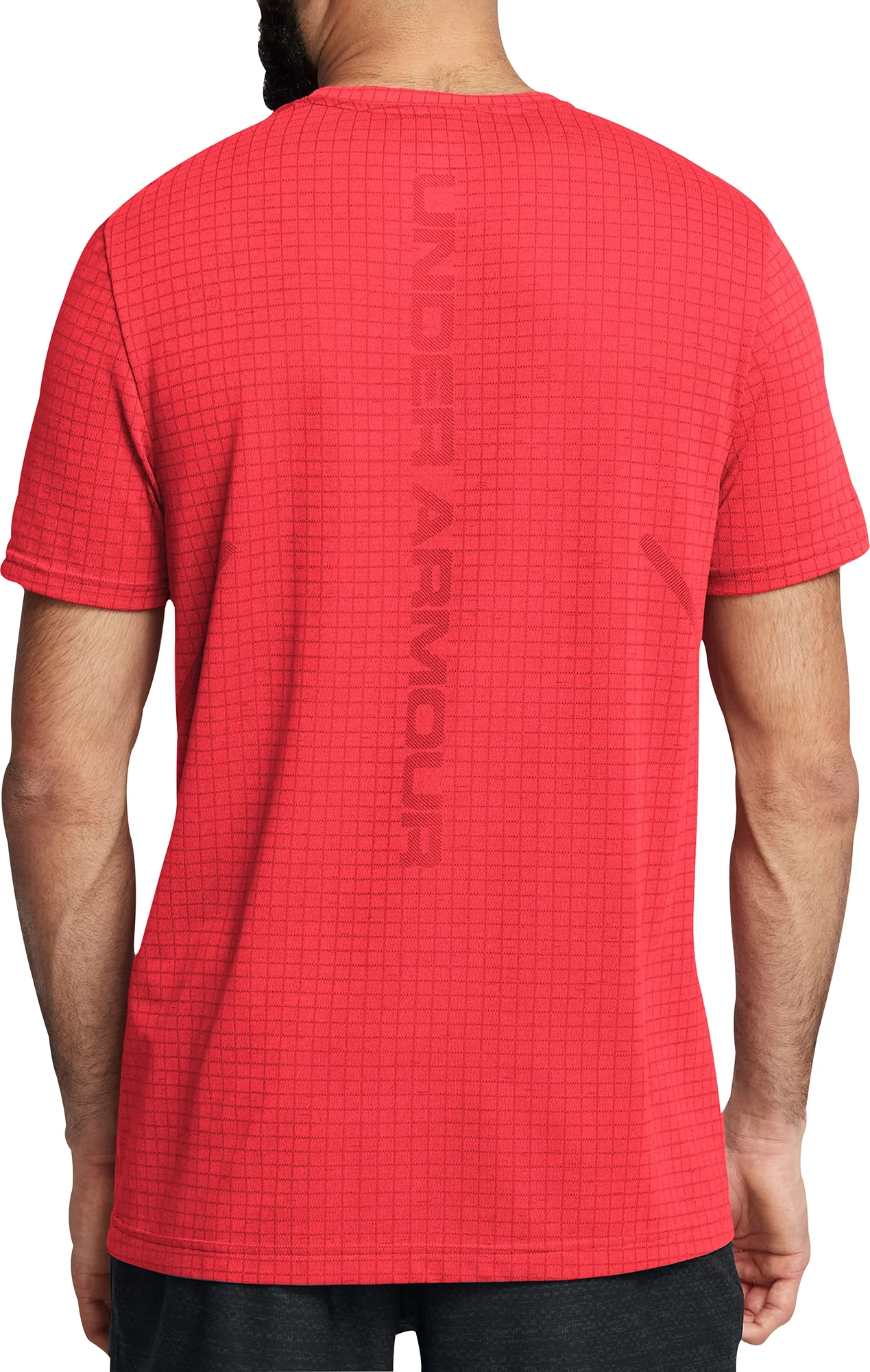 Under Armour Seamless Grid Short Sleeve Mens Training Top - Red - Image 2