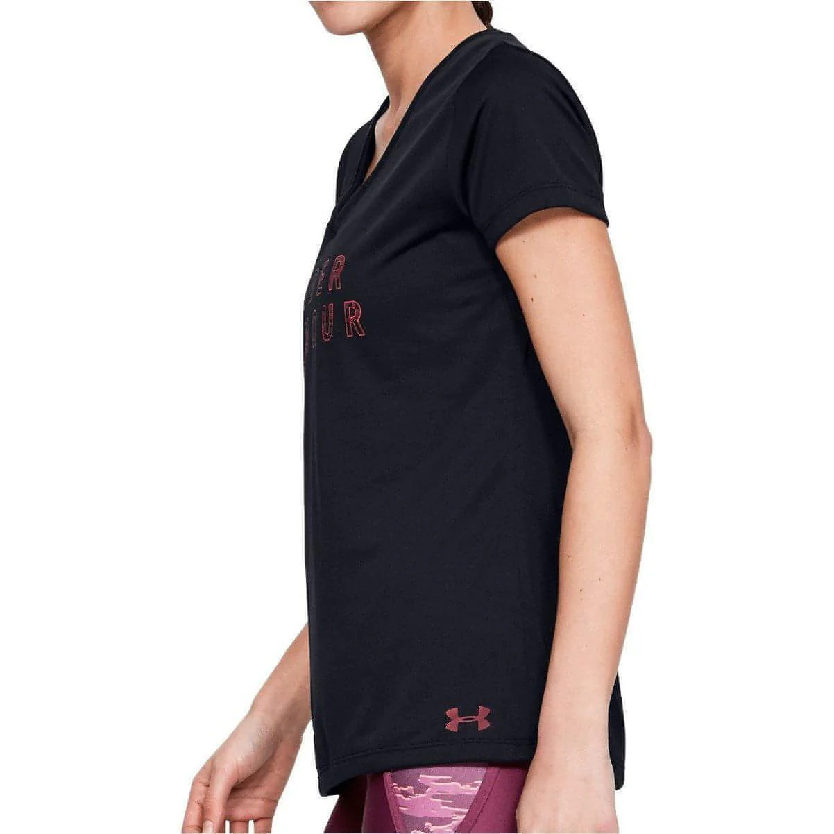 Under Armour Tech Graphic Short Sleeve Womens Training Top - Black - Image 3