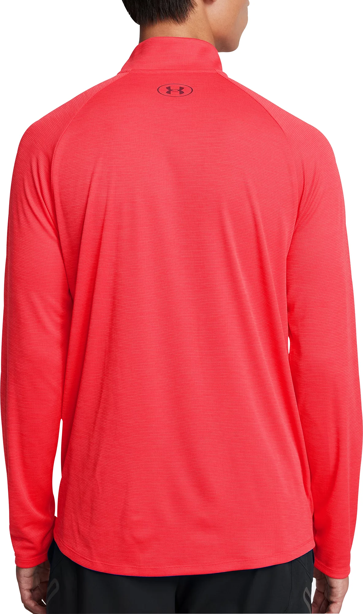 Under Armour Tech Textured Half Zip Long Sleeve Mens Running Top - Red - Image 2