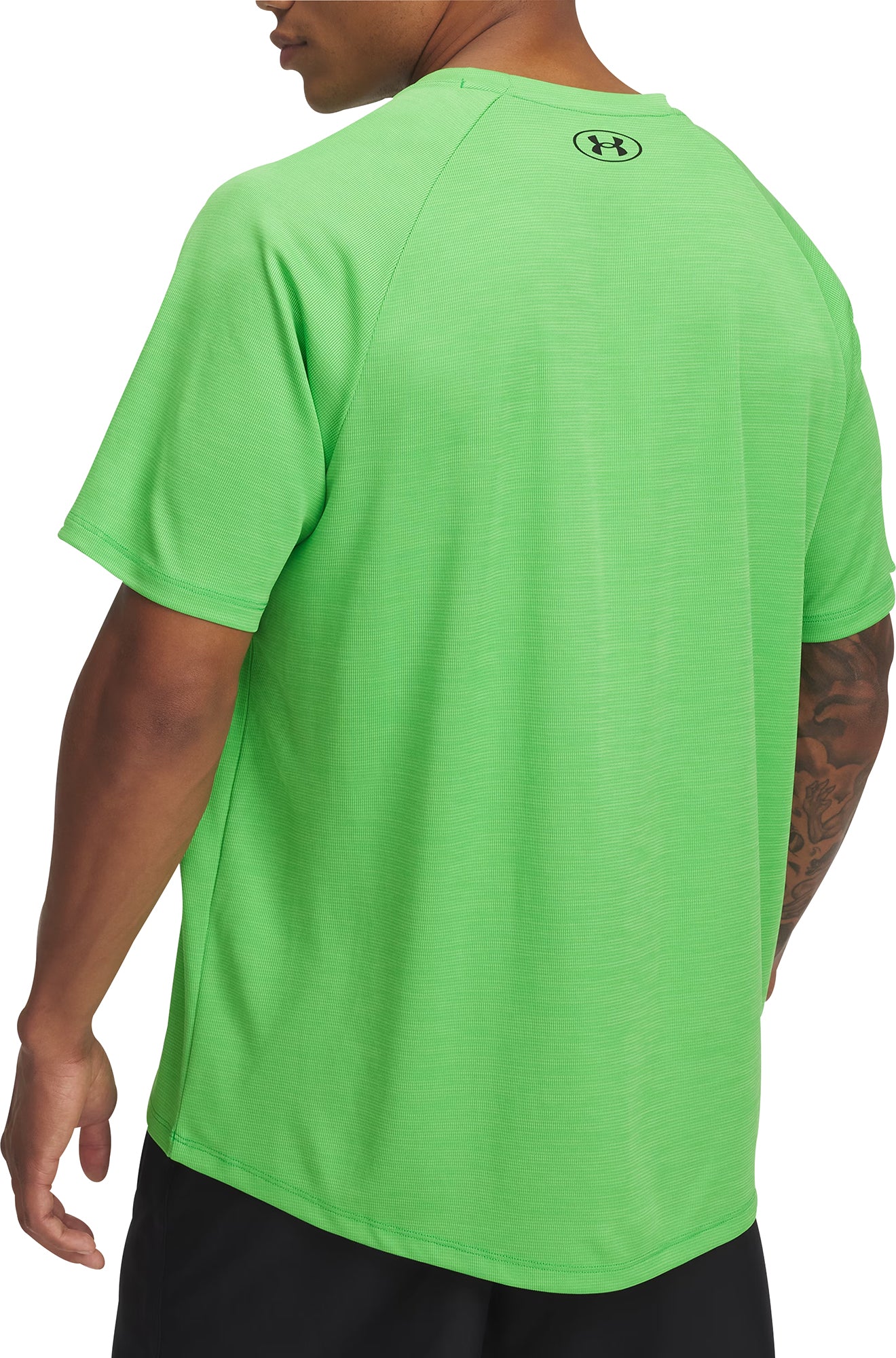 Under Armour Tech Textured Short Sleeve Mens Training Top - Green - Image 2