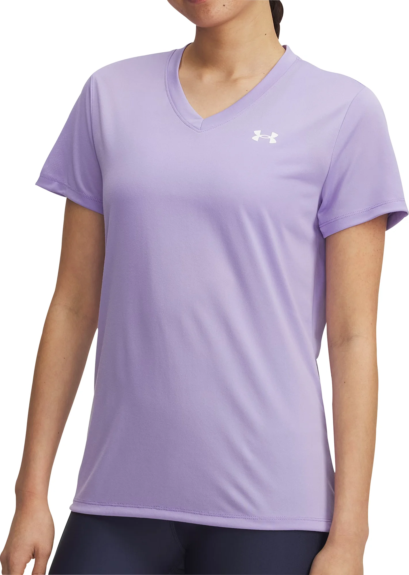 Under Armour Tech V-Neck Short Sleeve Womens Running Top - Purple